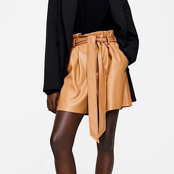 Zara Faux Leather Paperbag Shorts 